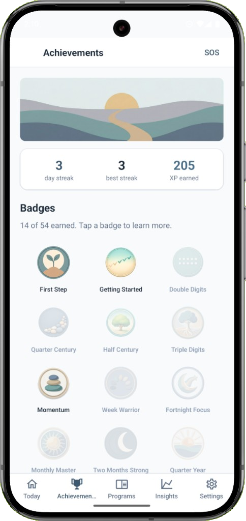 Achievements screen on a phone