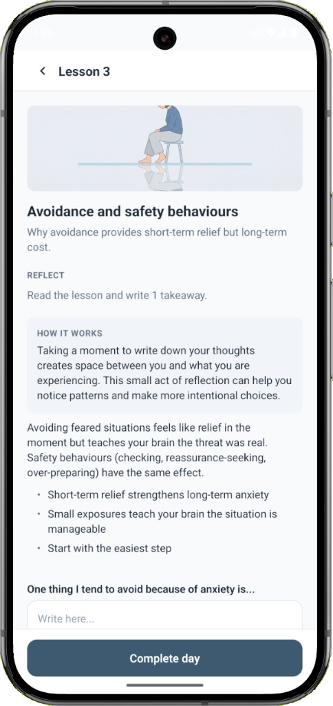 Education lesson screen on a phone